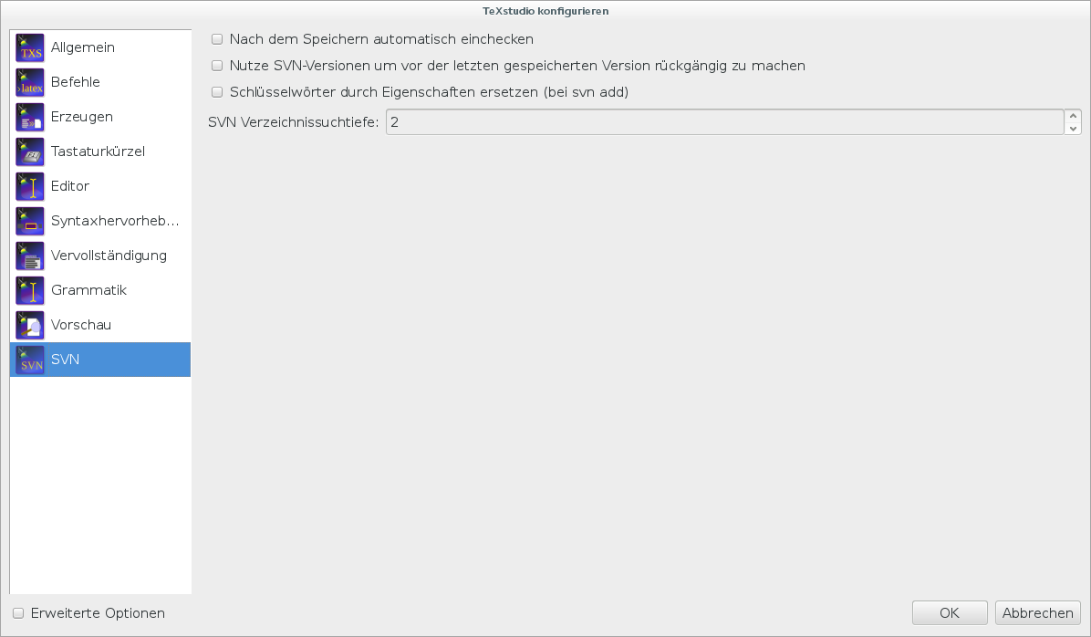 TeXstudio konfigurieren (SVN)