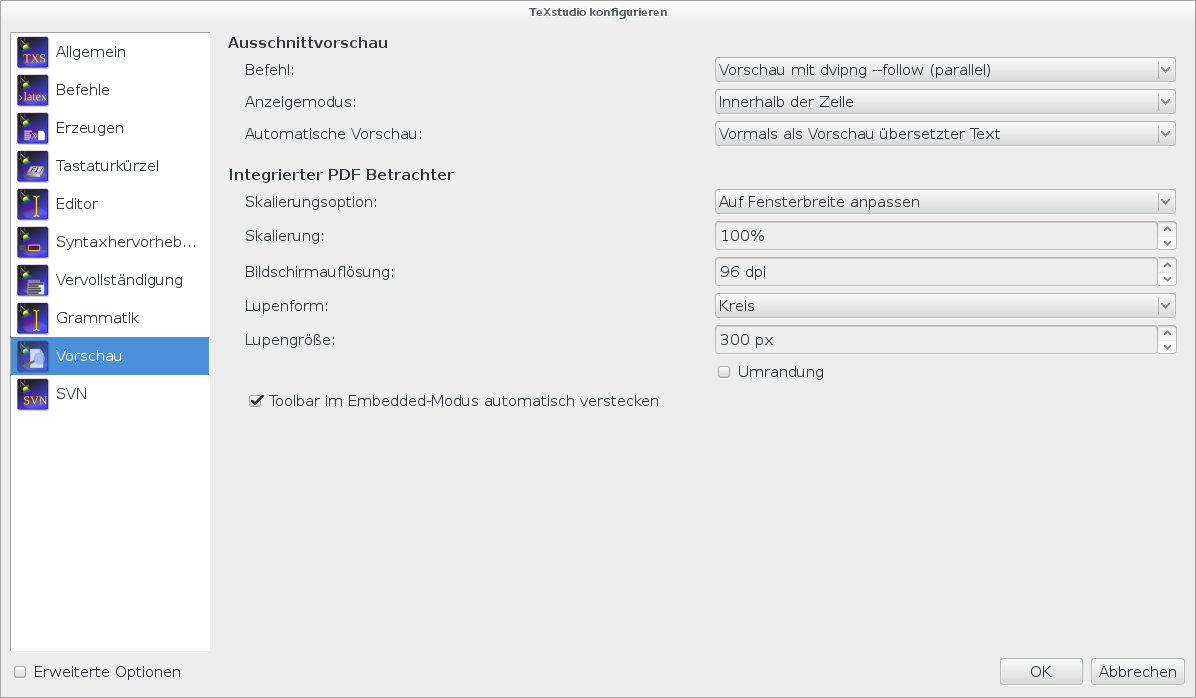 TeXstudio konfigurieren (Vorschau)